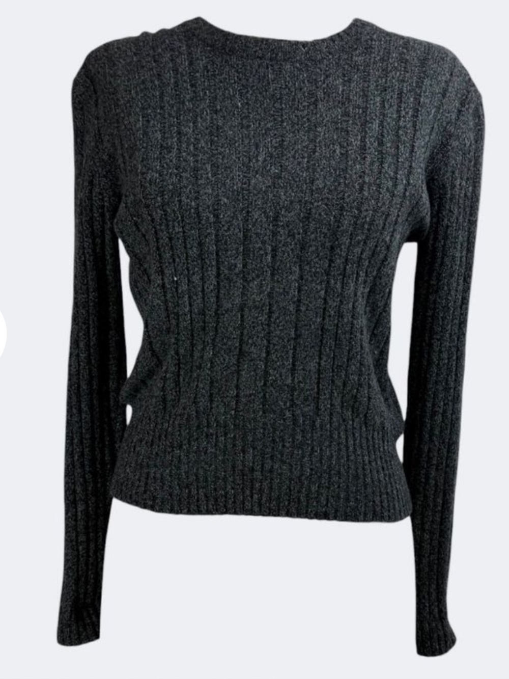Valentino Charcoal Ribbed Crewneck Sweater